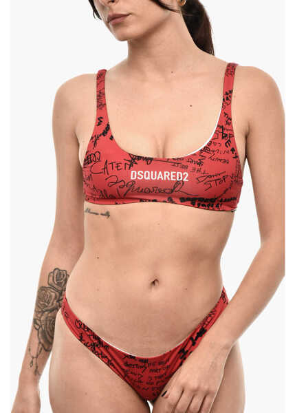 Sutiene DSQUARED2 All-Over Printed Bandeau Bikini Top Red Femei (BM 18091741) 1