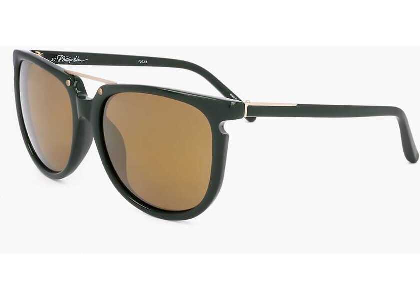 Ochelari de soare LINDA FARROW Phillip Lim Wayfarer Sunglasses With Metal Bridge Green Barbati (BM 18091786) 2