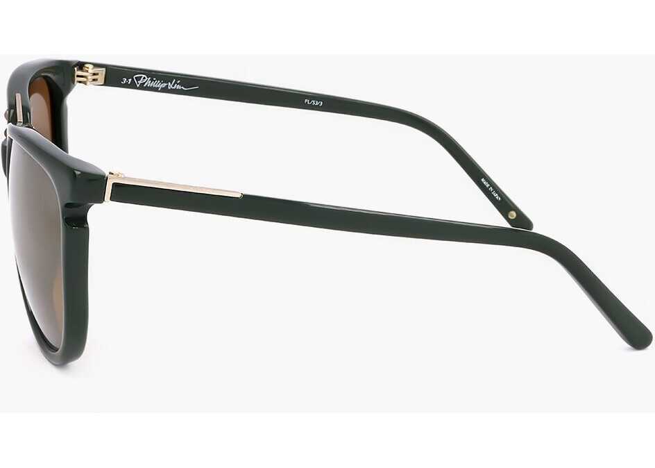 Ochelari de soare LINDA FARROW Phillip Lim Wayfarer Sunglasses With Metal Bridge Green Barbati (BM 18091786) 3