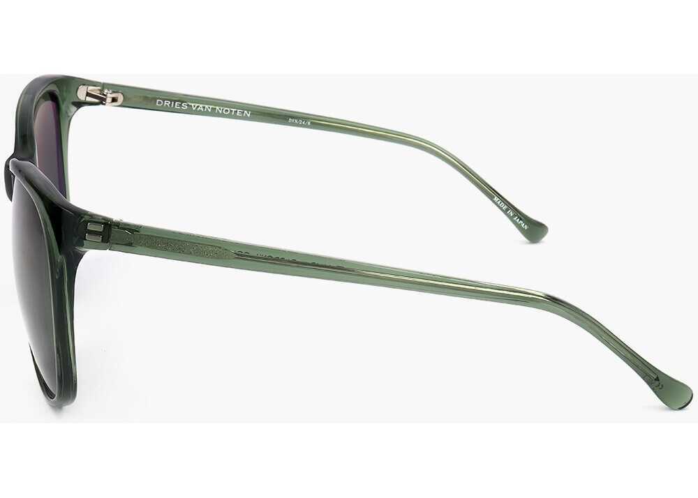 Ochelari de soare LINDA FARROW Dries Van Noten Wayfarer Sunglasses With Slim Frame Green Femei (BM 18091900) 3