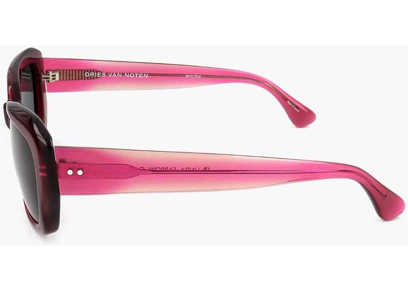 Ochelari de soare LINDA FARROW Dries Van Noten Rectangular Sunglasses With Plastic Frame Red Femei (BM 18091906) 3