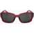 LINDA FARROW Dries Van Noten Rectangular Sunglasses With Plastic Frame Red