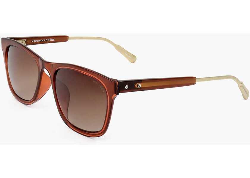 Ochelari de soare LINDA FARROW Kris Van Assche Wayfarer Sunglasses With Gradient Lenses Brown Barbati (BM 18091918) 2
