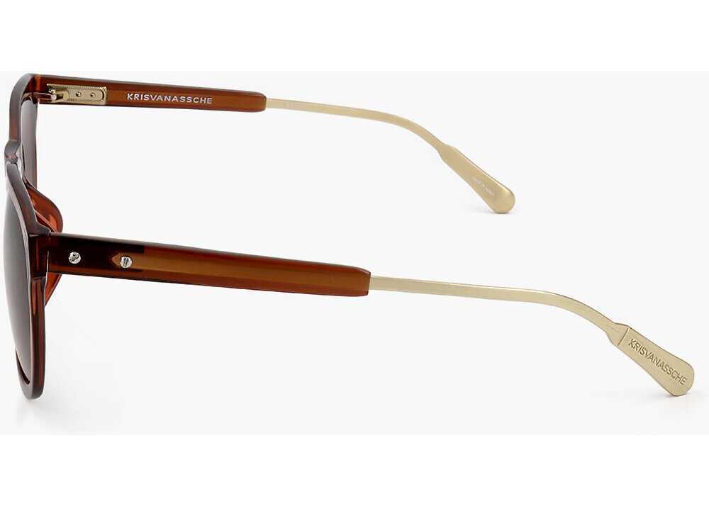 Ochelari de soare LINDA FARROW Kris Van Assche Wayfarer Sunglasses With Gradient Lenses Brown Barbati (BM 18091918) 3