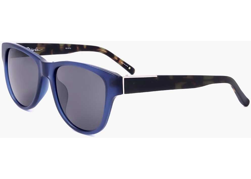 Ochelari de soare LINDA FARROW Phillip Lim Wayfarer Sunglasses With Animal Patterned Detail Blue Barbati (BM 18091924) 2