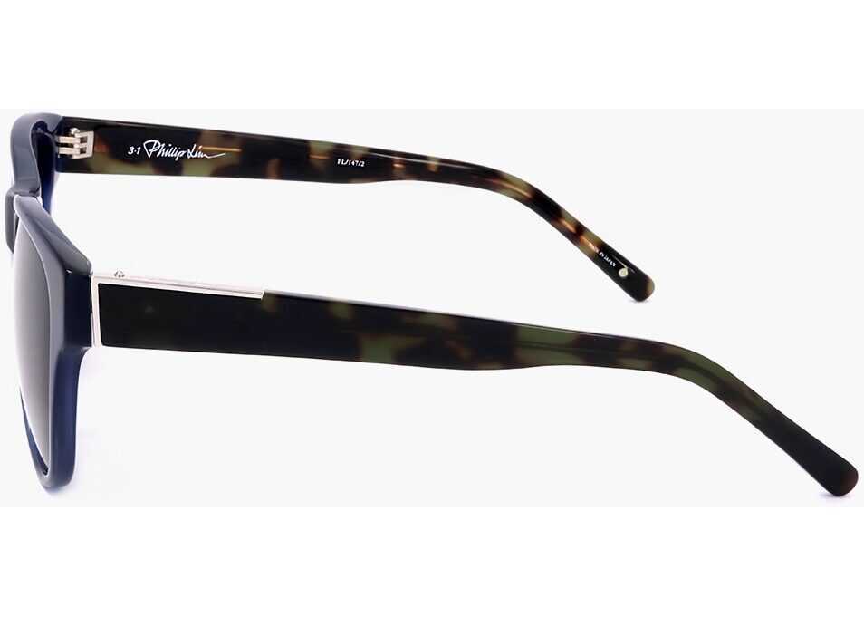 Ochelari de soare LINDA FARROW Phillip Lim Wayfarer Sunglasses With Animal Patterned Detail Blue Barbati (BM 18091924) 3