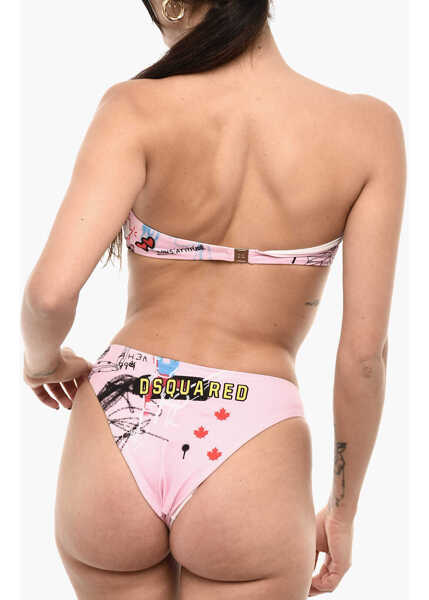 Sutiene DSQUARED2 All-Over Printed Bandeau Bikini Top Pink Femei (BM 18091975) 2