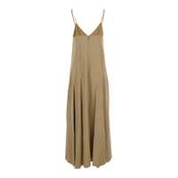 Rochii Beige Sleeveless Long Dress With V Neck And Single Front And Rear Slit In Tech Fabric Woman Femei