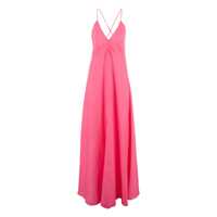 Rochii Fuchsia Sleeveless Long Dress With Criss-Crossed Spaghetti Straps And Rear Button Closure In Tech Fabric Woman Femei