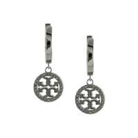 Bijuterii Tory Burch 'Miller' Metallic Earings With Double T Logo Charm In Silver Plated Brass Blend Woman