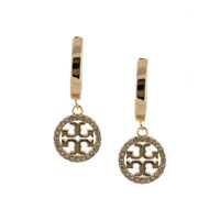 Cercei Tory Burch 'Miller' Gold-Colored Hoop Earrings With Crystals In Brass Woman