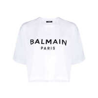Tricouri Balmain Logo Organic Cotton Cropped T-Shirt Femei