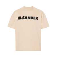 Tricouri Beige Crewneck T-Shirt With Maxi Logo Lettering On The Front In Cotton Man Barbati