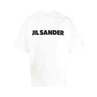 Tricouri White Oversize Crewneck T-Shirt With Logo Print On The Front In Cotton Man Barbati