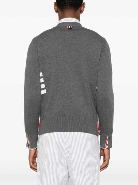 Cardigane Thom Browne Thom Browne 4Bar Cotton Cardigan GREY Barbati (BM 18097050) 4