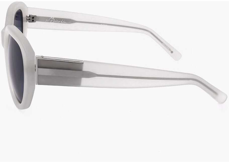 Ochelari de soare LINDA FARROW Phillip Lim Wayfarer Sunglasses With See Through Frame White Femei (BM 18098179) 3