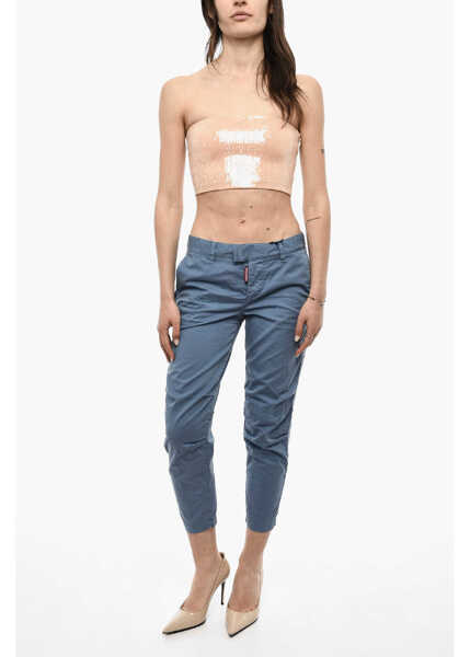 Bluze DSQUARED2 Strapless Sequined Cropped Top Pink Femei (BM 18098185) 4