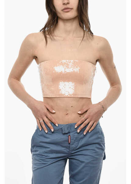 Bluze DSQUARED2 Strapless Sequined Cropped Top Pink Femei (BM 18098185) 1