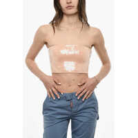 Bluze Strapless Sequined Cropped Top Femei