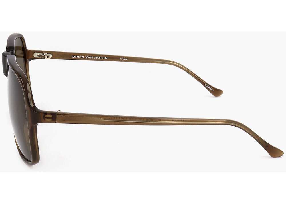Ochelari de soare LINDA FARROW Dries Van Noten Rectangular Sunglasses With Plastic Frame Brown Femei (BM 18098200) 3
