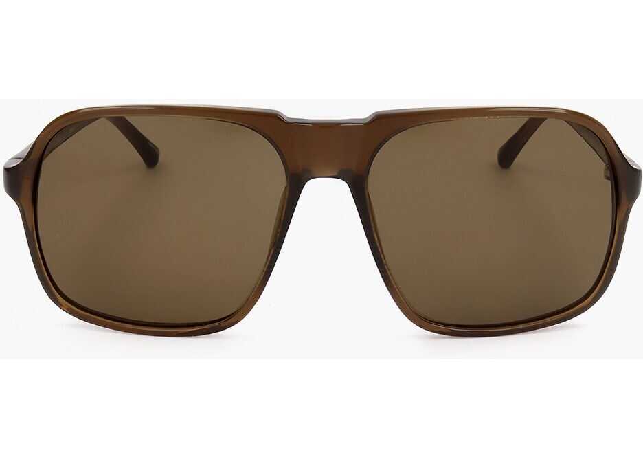 Ochelari de soare LINDA FARROW Dries Van Noten Rectangular Sunglasses With Plastic Frame Brown Femei (BM 18098200) 1
