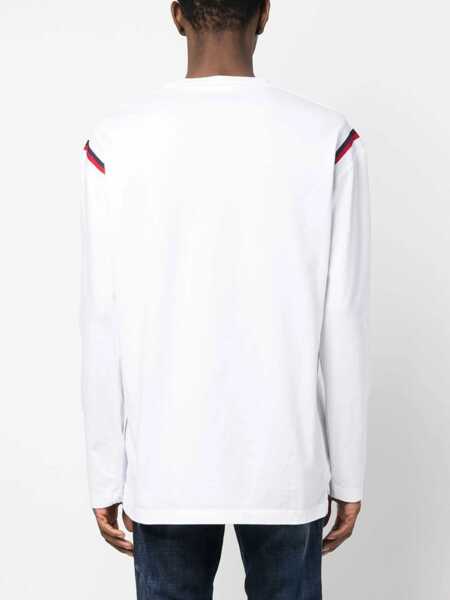 Tricouri DSQUARED2 Long Sleeve Printed Crew Neck T-Shirt White Barbati (BM 18098209) 4