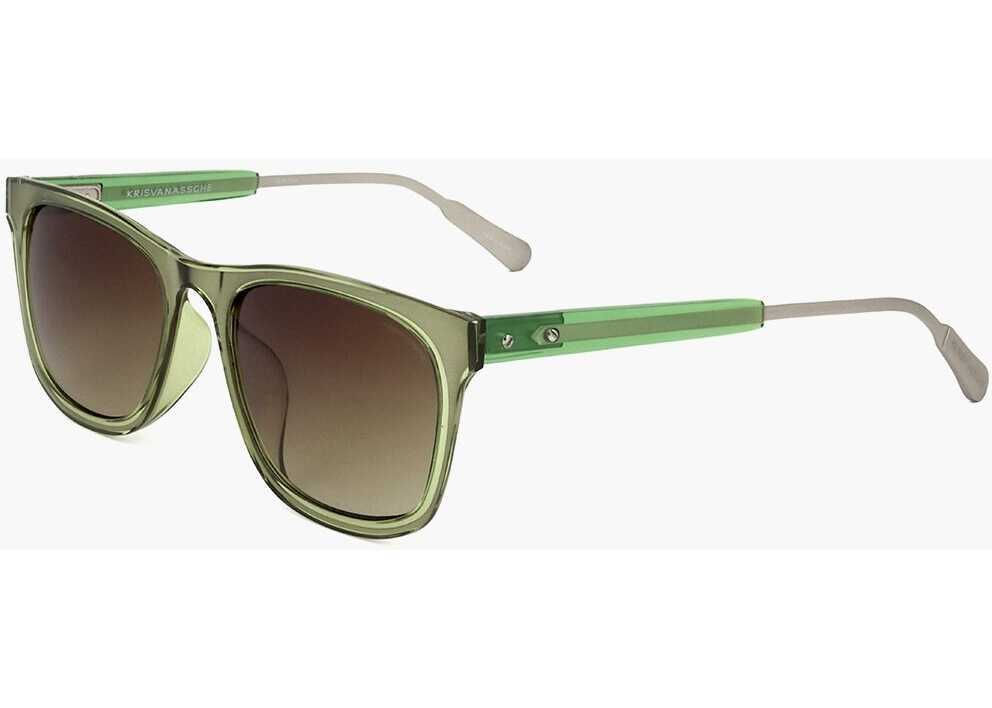 Ochelari de soare LINDA FARROW Kris Van Assche Wayfarer Sunglasses With Gradient Lenses Military Green Barbati (BM 18098215) 2