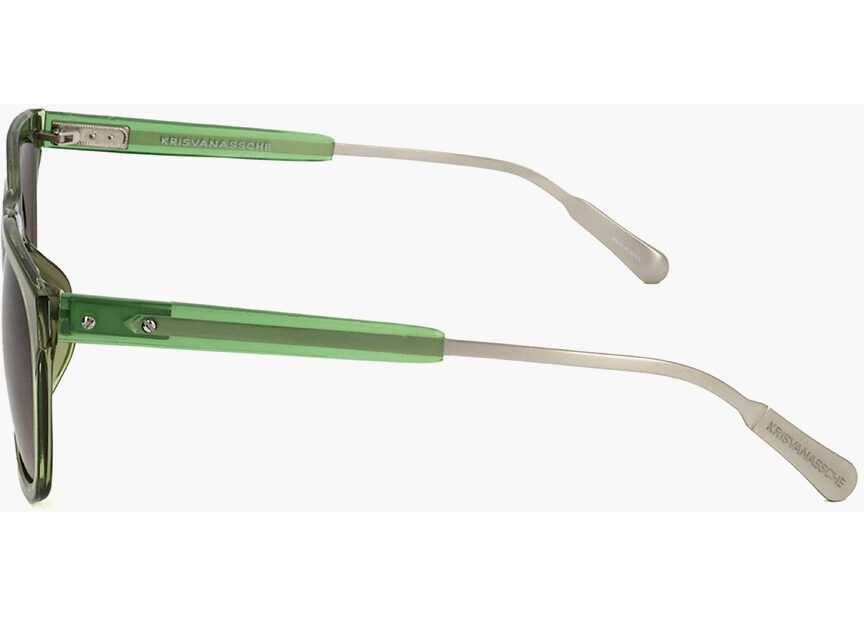 Ochelari de soare LINDA FARROW Kris Van Assche Wayfarer Sunglasses With Gradient Lenses Military Green Barbati (BM 18098215) 3