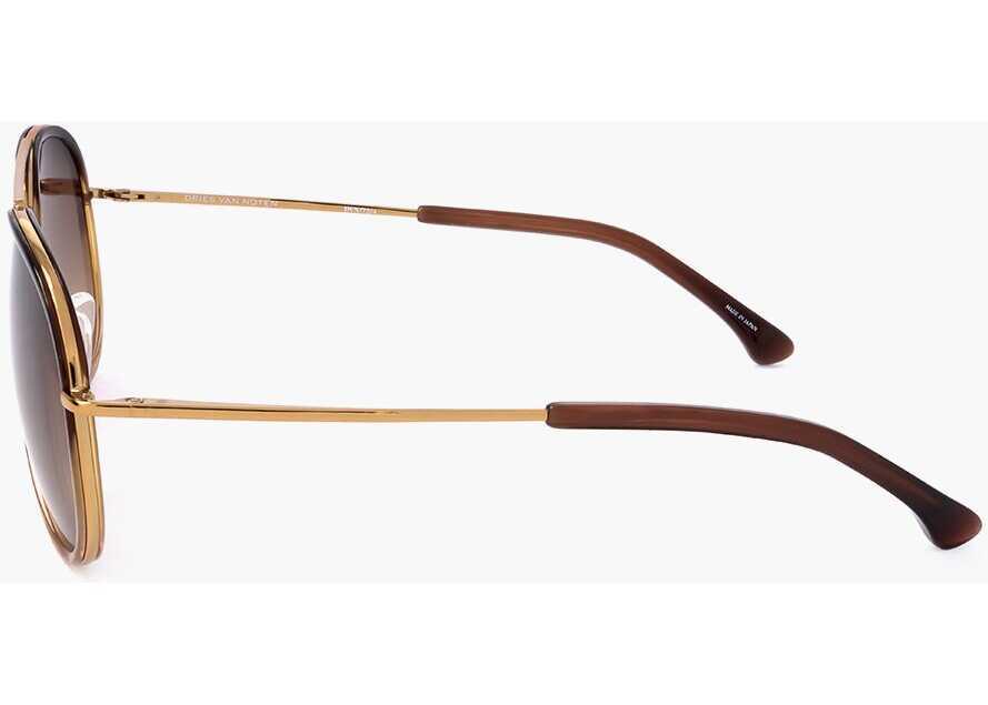 Ochelari de soare LINDA FARROW Dries Van Noten Aviator Sunglasses With Gradient Lenses Brown Barbati (BM 18098242) 3