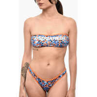 Sutiene Floral-Motif Bandeau Bikini Top Femei