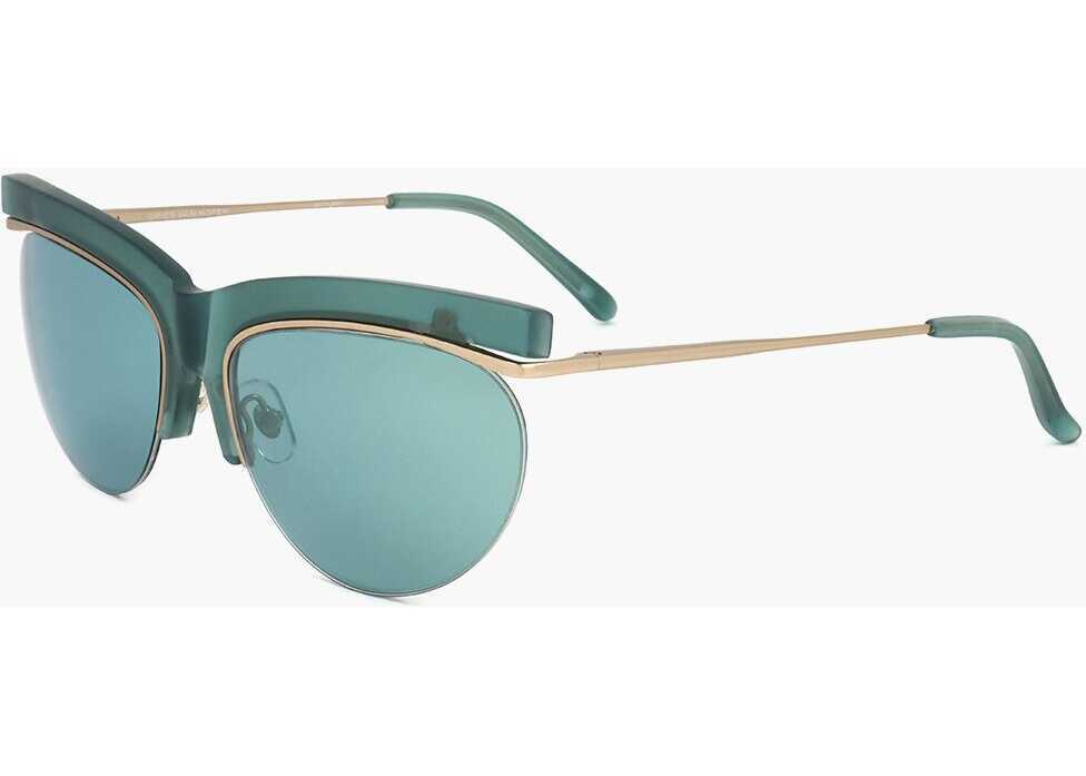Ochelari de soare LINDA FARROW Dries Van Noten Clubmaster Sunglasses With V-Shaped Bridge Light Blue Femei (BM 18098281) 2