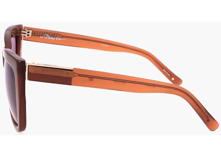 Ochelari de soare LINDA FARROW Phillip Lim Rectangular Sunglasses With See Through Frame Brown Femei (BM 18098560) 3