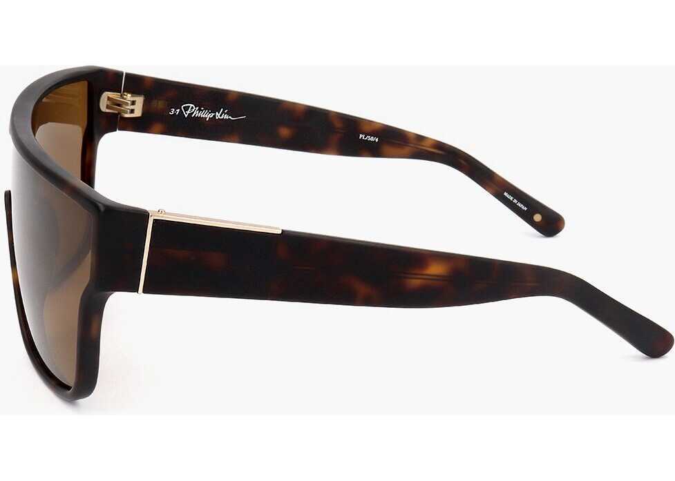 Ochelari de soare LINDA FARROW Phillip Lim Shield Sunglasses With Tortoiseshell Frame Brown Barbati (BM 18098563) 3