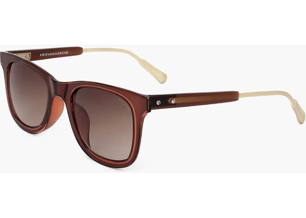 Ochelari de soare LINDA FARROW Kris Van Assche Wayfarer Sunglasses With Gradient Lenses Brown Barbati (BM 18098566) 2