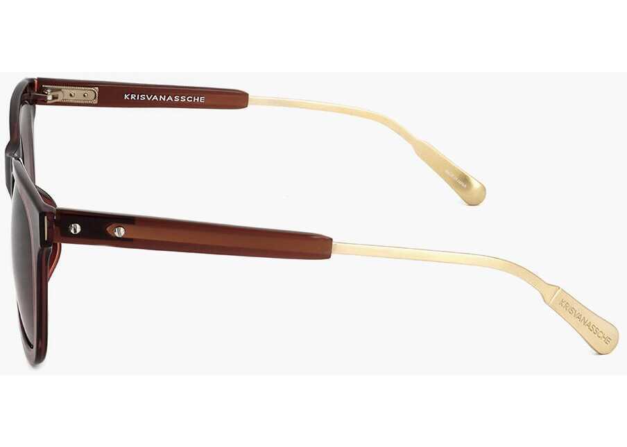 Ochelari de soare LINDA FARROW Kris Van Assche Wayfarer Sunglasses With Gradient Lenses Brown Barbati (BM 18098566) 3