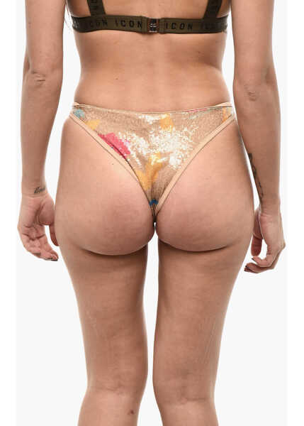 Bikini DSQUARED2 Sequined Bikini Bottom Beige Femei (BM 18098584) 2