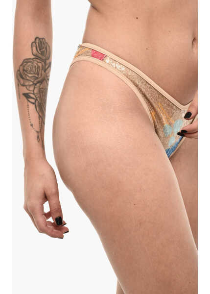 Bikini DSQUARED2 Sequined Bikini Bottom Beige Femei (BM 18098584) 3