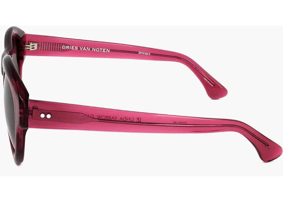 Ochelari de soare LINDA FARROW Dries Van Noten Sunglasses With See Through Frame Red Femei (BM 18098611) 3