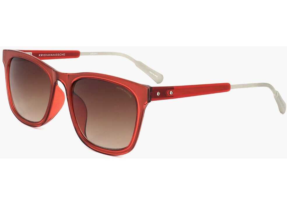 Ochelari de soare LINDA FARROW Kris Van Assche Wayfarer Sunglasses With Gradient Lenses Red Barbati (BM 18098644) 2