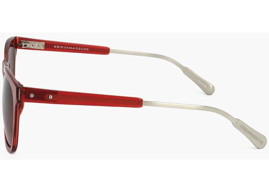 Ochelari de soare LINDA FARROW Kris Van Assche Wayfarer Sunglasses With Gradient Lenses Red Barbati (BM 18098644) 3