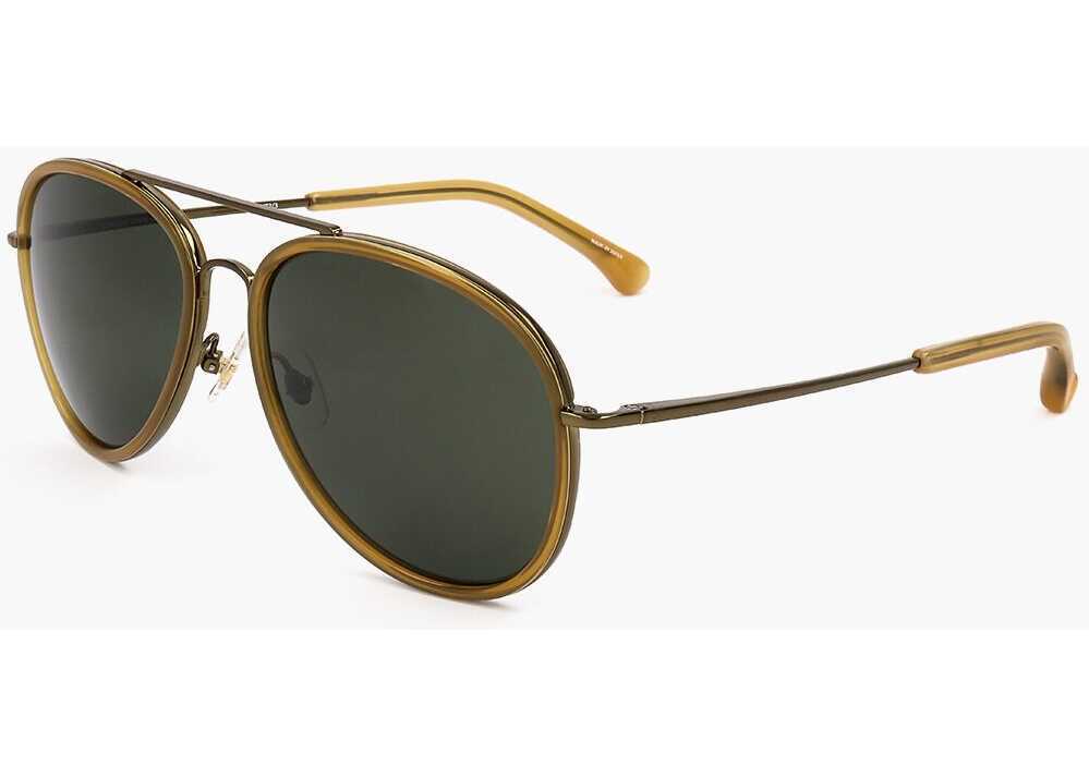 Ochelari de soare LINDA FARROW Dries Van Noten Aviator Sunglasses With Plastic Frame Brown Barbati (BM 18098650) 2