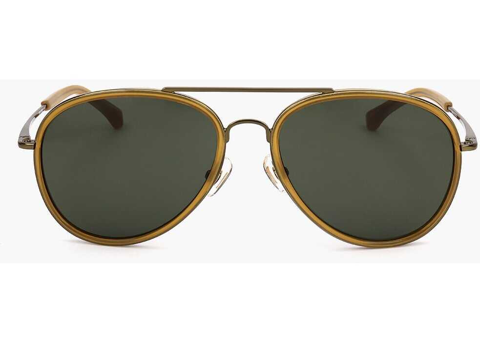 Ochelari de soare LINDA FARROW Dries Van Noten Aviator Sunglasses With Plastic Frame Brown Barbati (BM 18098650) 1