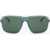 LINDA FARROW Dries Van Noten Rectangular Sunglasses With Plastic Frame Green