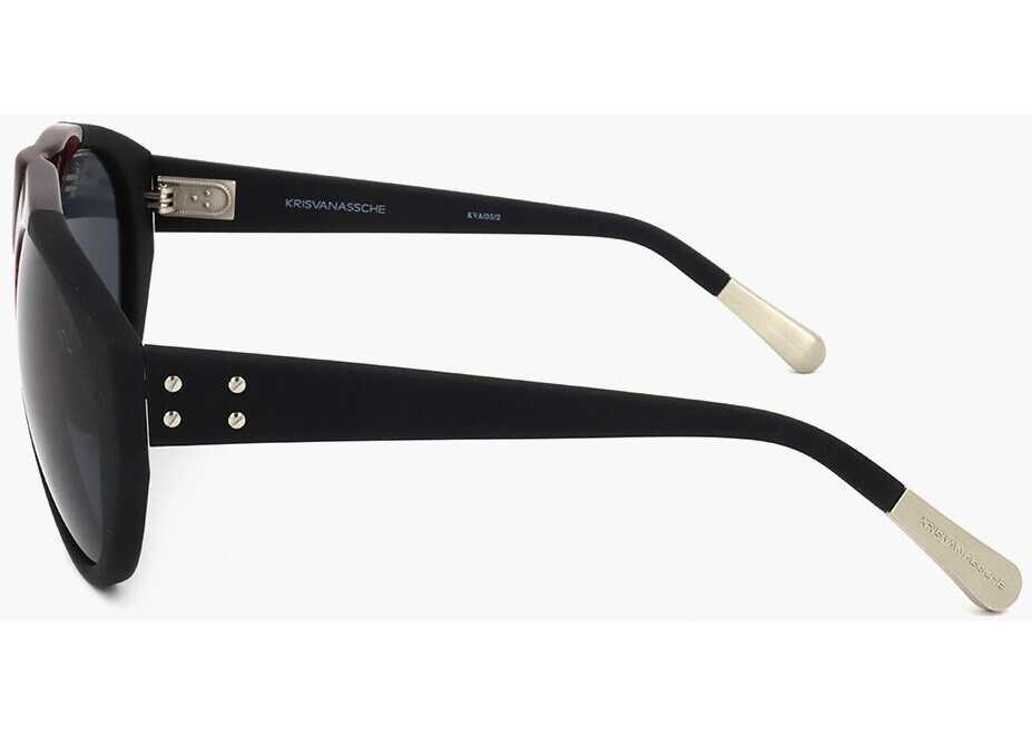 Ochelari de soare LINDA FARROW Kris Van Assche Aviator Sunglasses With Two-Tone Frame Black Barbati (BM 18098662) 3