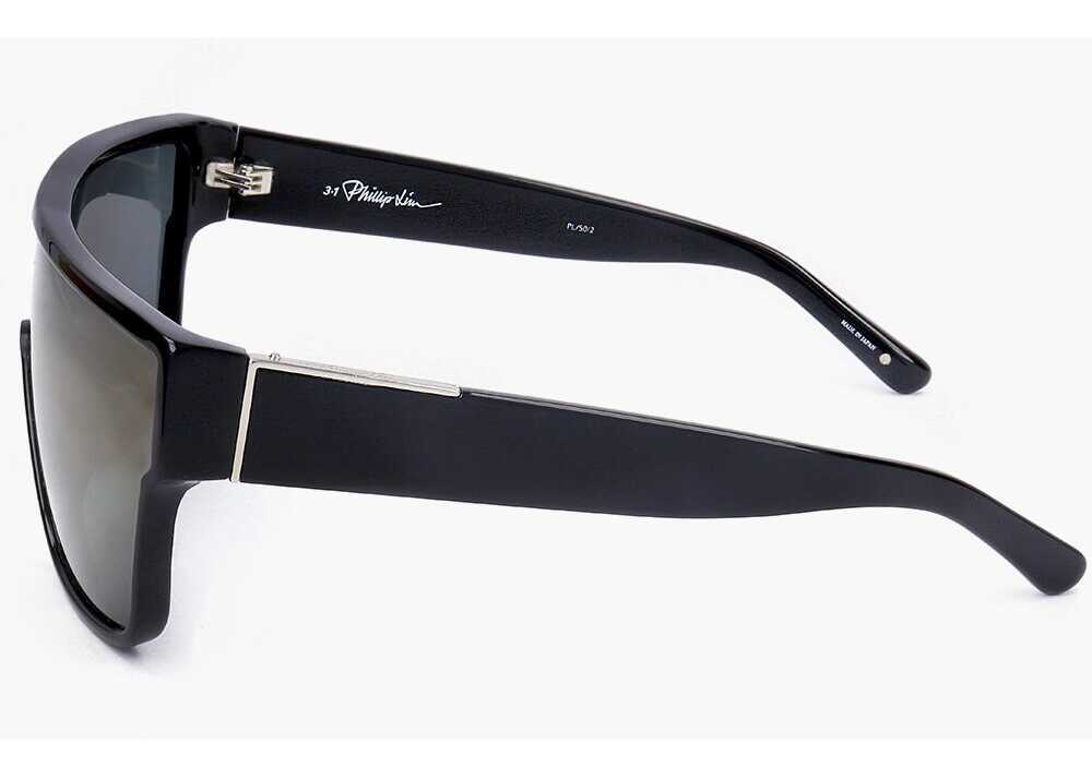 Ochelari de soare LINDA FARROW Phillip Lim Shield Sunglasses With Plastic Frame Black Barbati (BM 18098752) 3