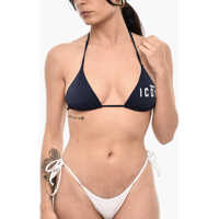 Sutiene Solid Color Icon Triangle Bikini Top With Side Logo Femei
