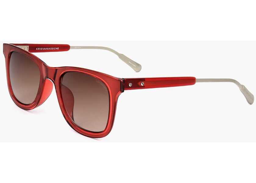 Ochelari de soare LINDA FARROW Kris Van Assche Wayfarer Sunglasses With Gradient Lenses Red Barbati (BM 18098767) 2
