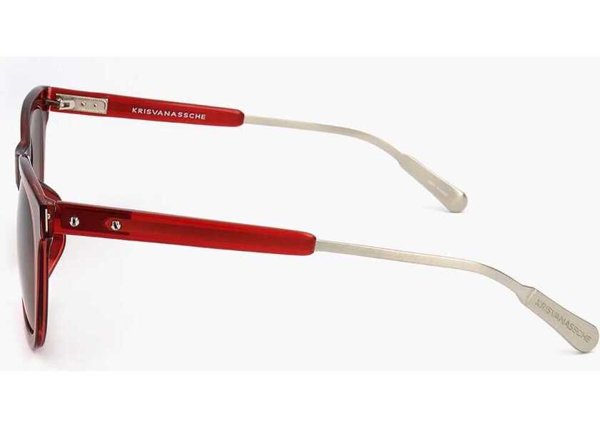 Ochelari de soare LINDA FARROW Kris Van Assche Wayfarer Sunglasses With Gradient Lenses Red Barbati (BM 18098767) 3