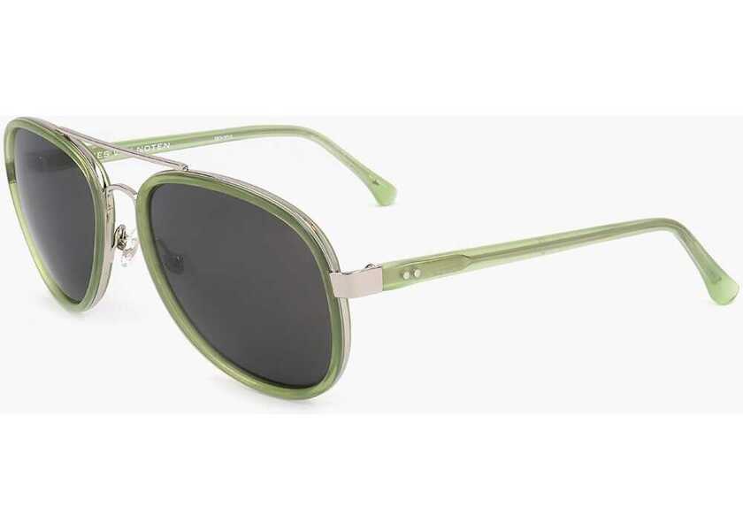 Ochelari de soare LINDA FARROW Dries Van Noten Aviator Sunglasses With Slim Rods Green Barbati (BM 18098773) 2