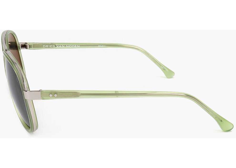 Ochelari de soare LINDA FARROW Dries Van Noten Aviator Sunglasses With Slim Rods Green Barbati (BM 18098773) 3
